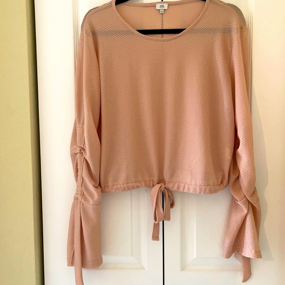 River Island soft blush pink long sleeve bell top